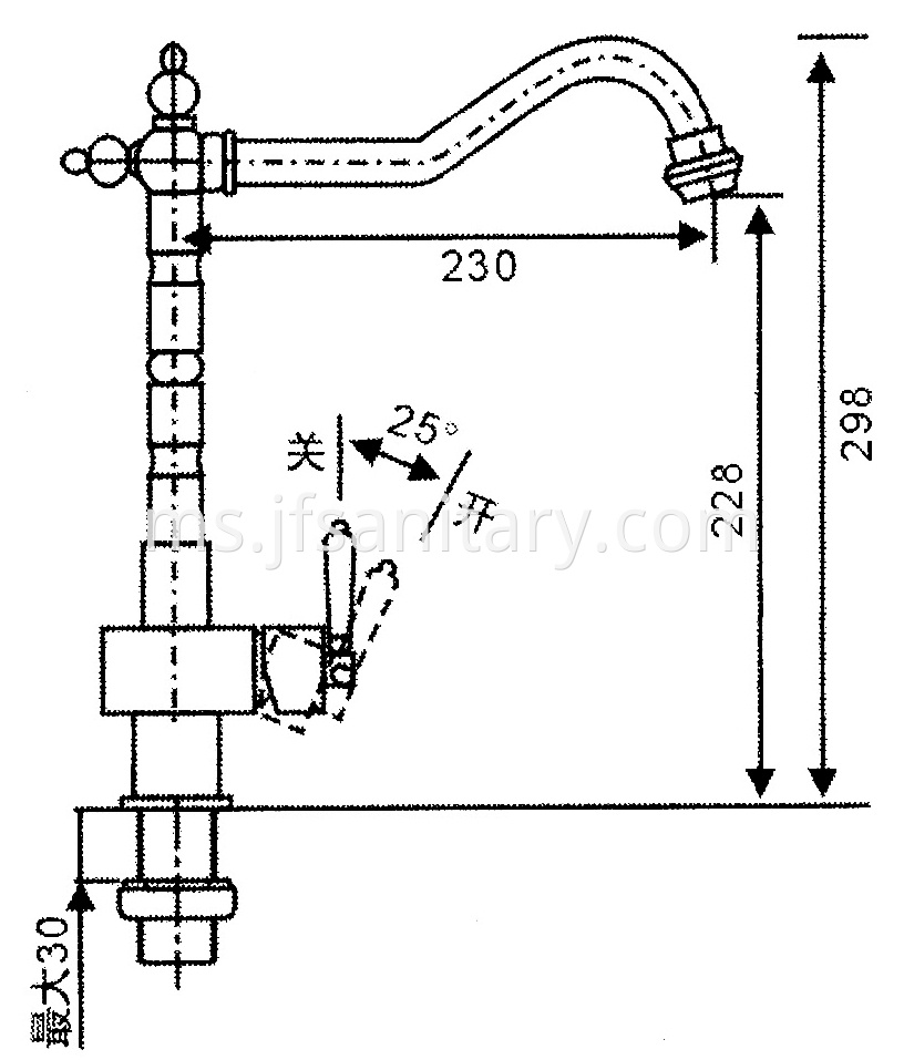 Size Of Bronzed Brass Deck Mounted Single Lever Kitchen Faucets